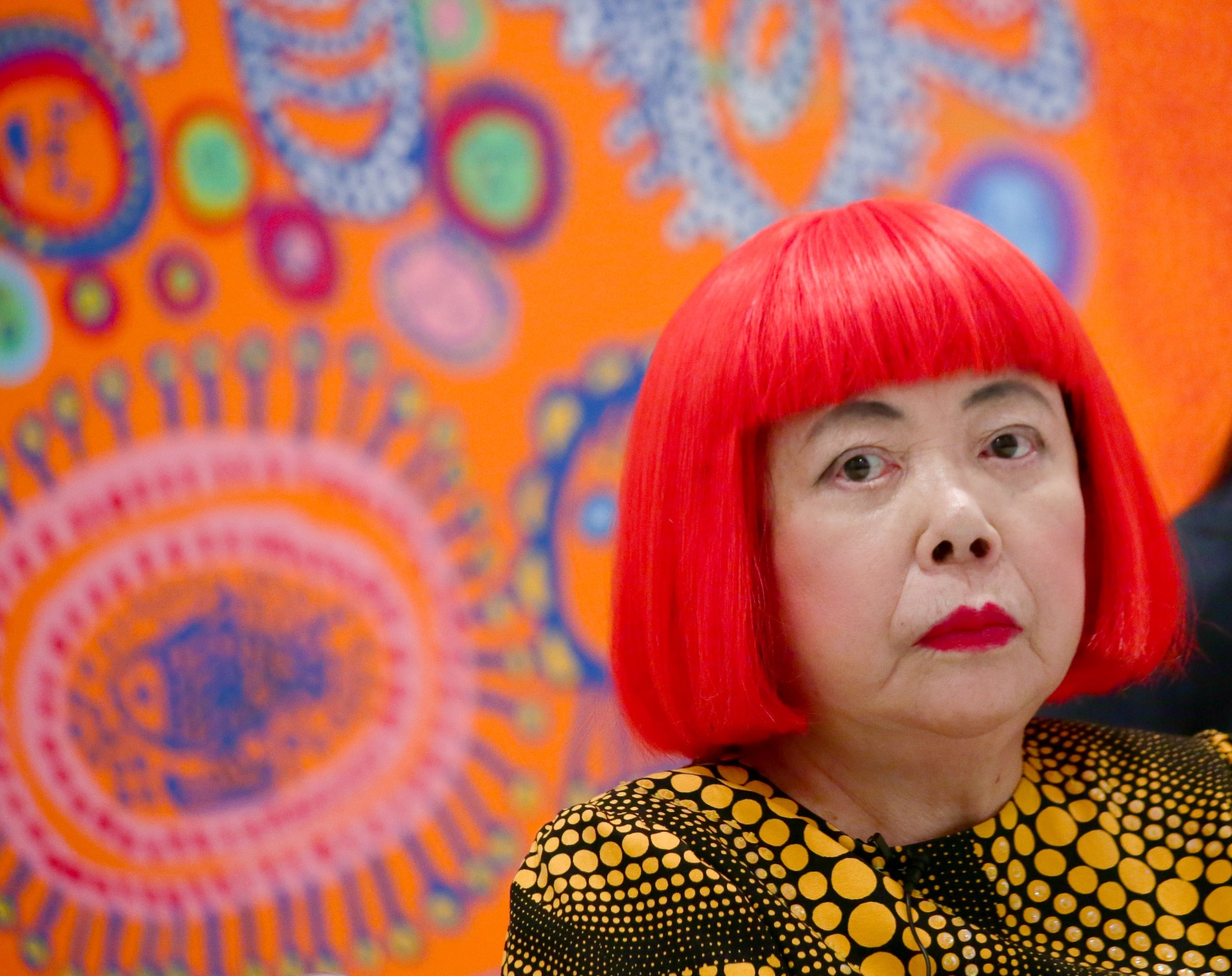 NEW YORK, NY - NOVEMBER 07: Yayoi Kusama attends the Yayoi Kusama "I Who Have Arrived In Heaven" Exhibition Press Preview at David Zwirner Art Gallery on November 7, 2013 in New York City. (Photo by Andrew Toth/Getty Images)